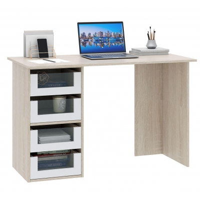 Компьютерный стол с 4 ящиками Прайм-42 дуб сонома/белый