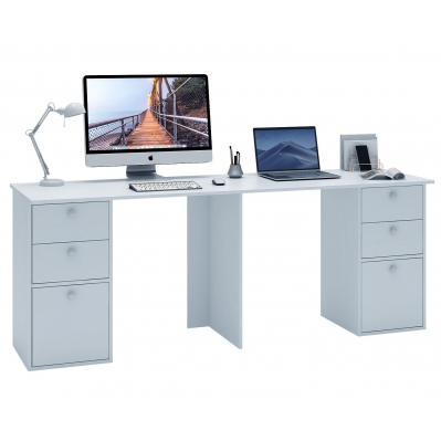 Компьютерный стол для двоих детей Прайм-90 белый